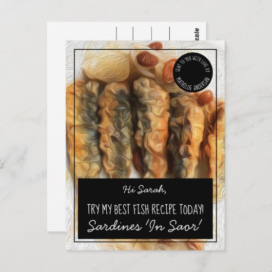 黒パーソナライズされた魚最高のレシピ ポストカード (正面/裏面)