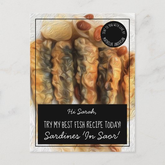 黒パーソナライズされた魚最高のレシピ ポストカード (正面)