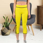 黒パーソナライズされた鮮やかな黄色のおもしろい漫画ペット猫 カプリレギンス