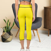 黒パーソナライズされた鮮やかな黄色のおもしろい漫画ペット猫 カプリレギンス