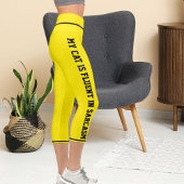 黒パーソナライズされた鮮やかな黄色のおもしろい漫画ペット猫 カプリレギンス