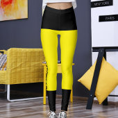 黒パーソナライズされた鮮やかな黄色のストライプレトロ レギンス