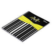 黒パーソナライズされた黄ホワイトノートブストライプのック ノートブック (左側)