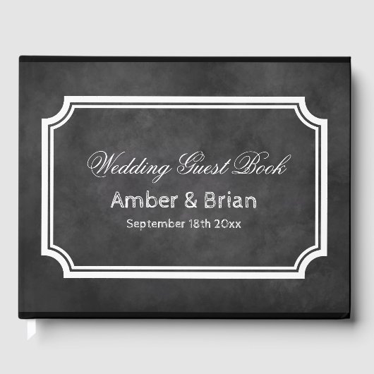 黒パーソナライズされた黒板結婚ゲストブック ゲストブック (正面)