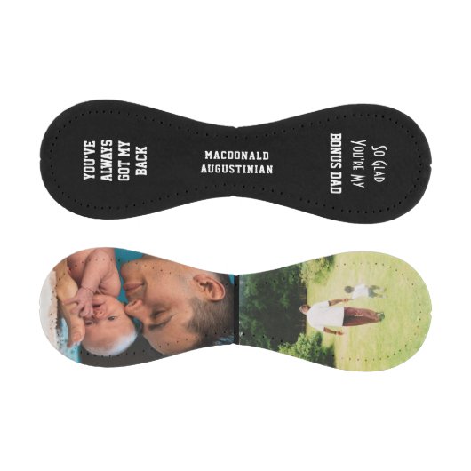 黒パーソナライズされた2枚の写真ボーナスパパ 野球ボール (パネル)