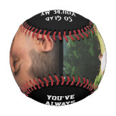 黒パーソナライズされた2枚の写真ボーナスパパ 野球ボール (裏面)