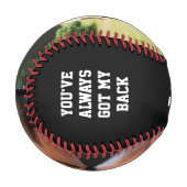 黒パーソナライズされた2枚の写真ボーナスパパ 野球ボール (正面左)