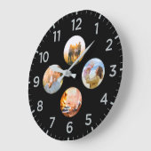 黒パーソナライズされた4円フォトシャドウ挿入 ラージ壁時計 (傾斜)