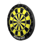 黒パーソナライズされた&イエローバイカラーダーツボード ダーツボード (正面右)