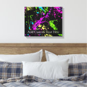 黒パーソナライズされた/ネオン(ばちゃばちゃ)跳ねる キャンバスプリント (インサイチュ (寝室))