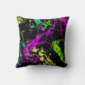 黒パーソナライズされた/ネオン(ばちゃばちゃ)跳ねる クッション (裏面)