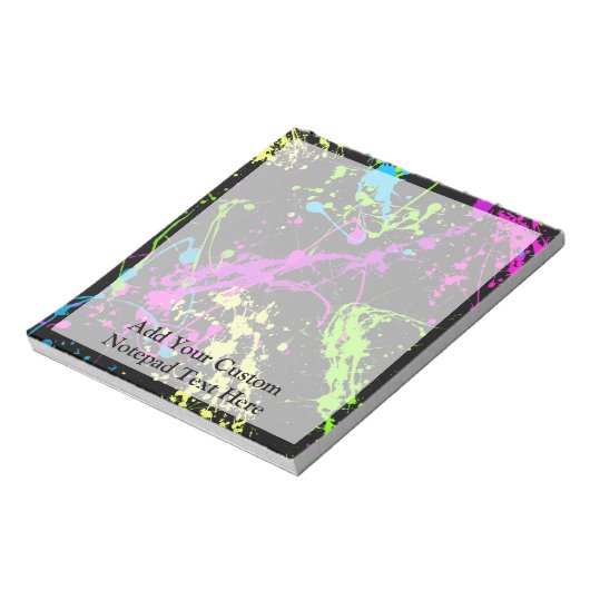 黒パーソナライズされた/ネオン(ばちゃばちゃ)跳ねる ノートパッド (回転)