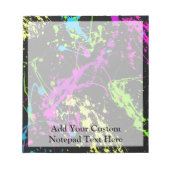 黒パーソナライズされた/ネオン(ばちゃばちゃ)跳ねる ノートパッド (正面)