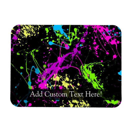 黒パーソナライズされた/ネオン(ばちゃばちゃ)跳ねる マグネット (横)