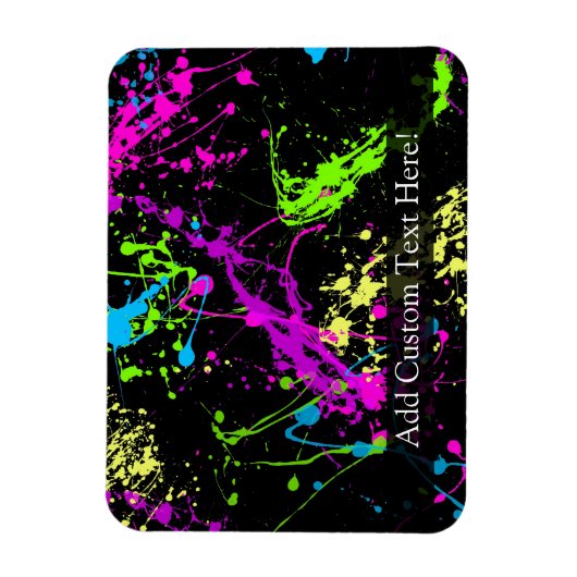 黒パーソナライズされた/ネオン(ばちゃばちゃ)跳ねる マグネット (縦)