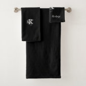 黒パーソナライズされた バスタオルセット (インサイチュ)