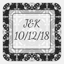 黒パーソナライズされた&白フローラマンダラステッカー