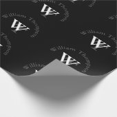 黒パーソナライズされた/白ラッピング紙- monogram ラッピングペーパー (角)