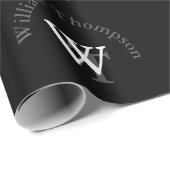 黒パーソナライズされた/白ラッピング紙- monogram ラッピングペーパー (ロールコーナー)