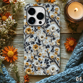 黒パーソナライズされた、白、金ゴールド刺繍 Case-Mate iPhone 14 PROケース