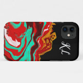 黒パーソナライズされた、金ゴールド、ブルゴーニュ、大理石アート Case-Mate iPhoneケース (裏面(横))