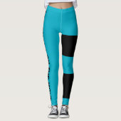 黒パーソナライズされたAzure Cat Momかわいいおもしろいジム レギンス (正面)