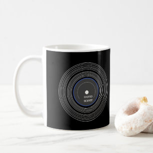 黒パーソナライズされたLpビニル コーヒーマグカップ