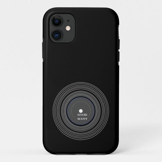 黒パーソナライズされたLpビニル Case-Mate iPhoneケース (裏面)