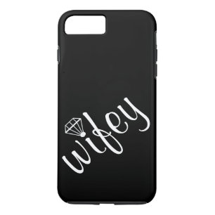 黒パーソナライズされたWifeyスクリプトとダイヤモンド iPhone 8 Plus/7 Plusケース