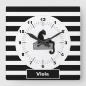 黒ヒスタイリッシュョウネコ白モダン色 スクエア壁時計 (正面)