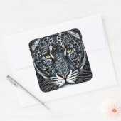 黒ヒョウのステンドグラス スクエアシール (封筒)