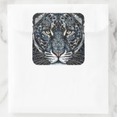 黒ヒョウのステンドグラス スクエアシール (バッグ)