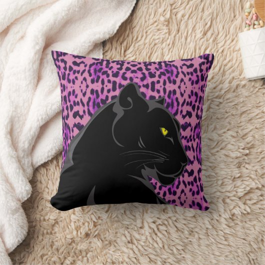 黒ヒョウ紫枕 クッション (ブランケット)