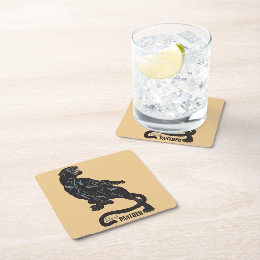 黒ヒョウ スクエアペーパーコースター (インサイチュ)