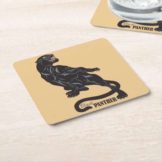 黒ヒョウ スクエアペーパーコースター (アングル)