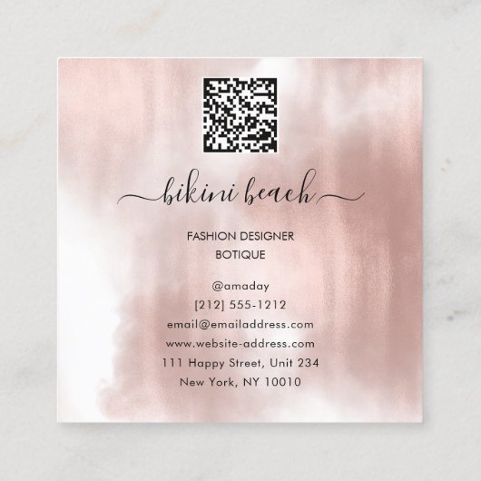 黒ビキニランジェリービーチ衣装下着屋 スクエア名刺 (裏面)