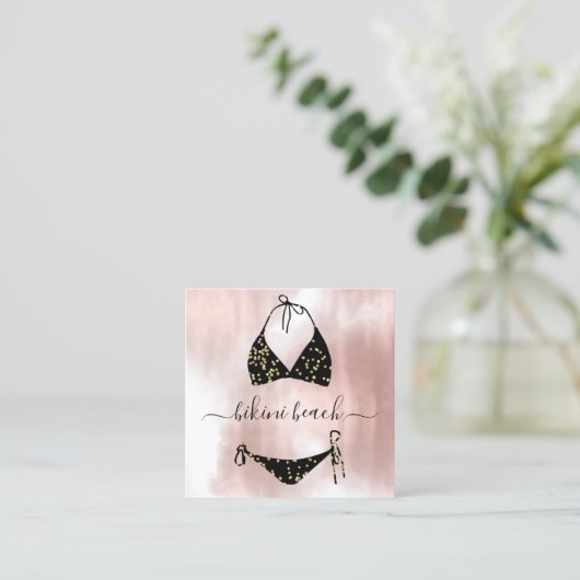 黒ビキニランジェリービーチ衣装下着屋 スクエア名刺 (スタンド正面)