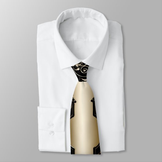 黒ビクトリアンエレガントと金ゴールド ネクタイ (タイ)