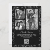 黒ビクトリアンカトリックQRコー結婚ド 招待状 (裏面)