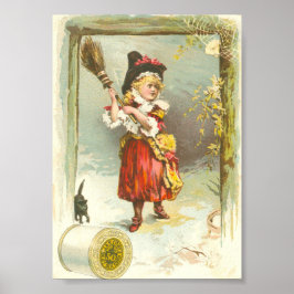 黒ビクトリアン猫の魔女 ポスター