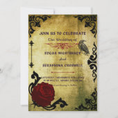 黒ビクトリアン色・赤ゴシック結婚式招待状 招待状 (正面)