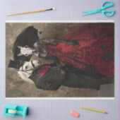 黒ビクトリアン赤の服を着た馬のデコページ 薄葉紙 (クラフト)