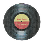 黒ビニールミュージックガラス切断板 カッティングボード (正面)