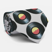 黒ビニール音楽レコードラベル ネクタイ (ロール)