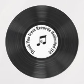 黒ビニールLPレコードありがとう ラベル (デザイン1)