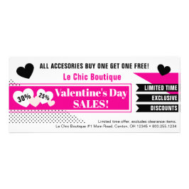 黒ピンクのバレンタインデーの販売の広告宣伝 ラックカード