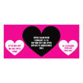 黒ピンクのバレンタインデーの販売の広告宣伝 ラックカード (裏面)