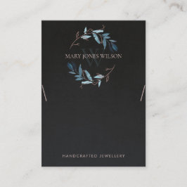 黒ピンクの葉のモノグラムネックレス表示ロゴ 名刺