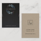 黒ピンクの葉のモノグラムネックレス表示ロゴ 名刺 (正面/裏面)