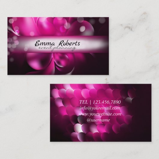 黒ピンクエレガントの濃いフローラ 名刺 (正面/裏面)